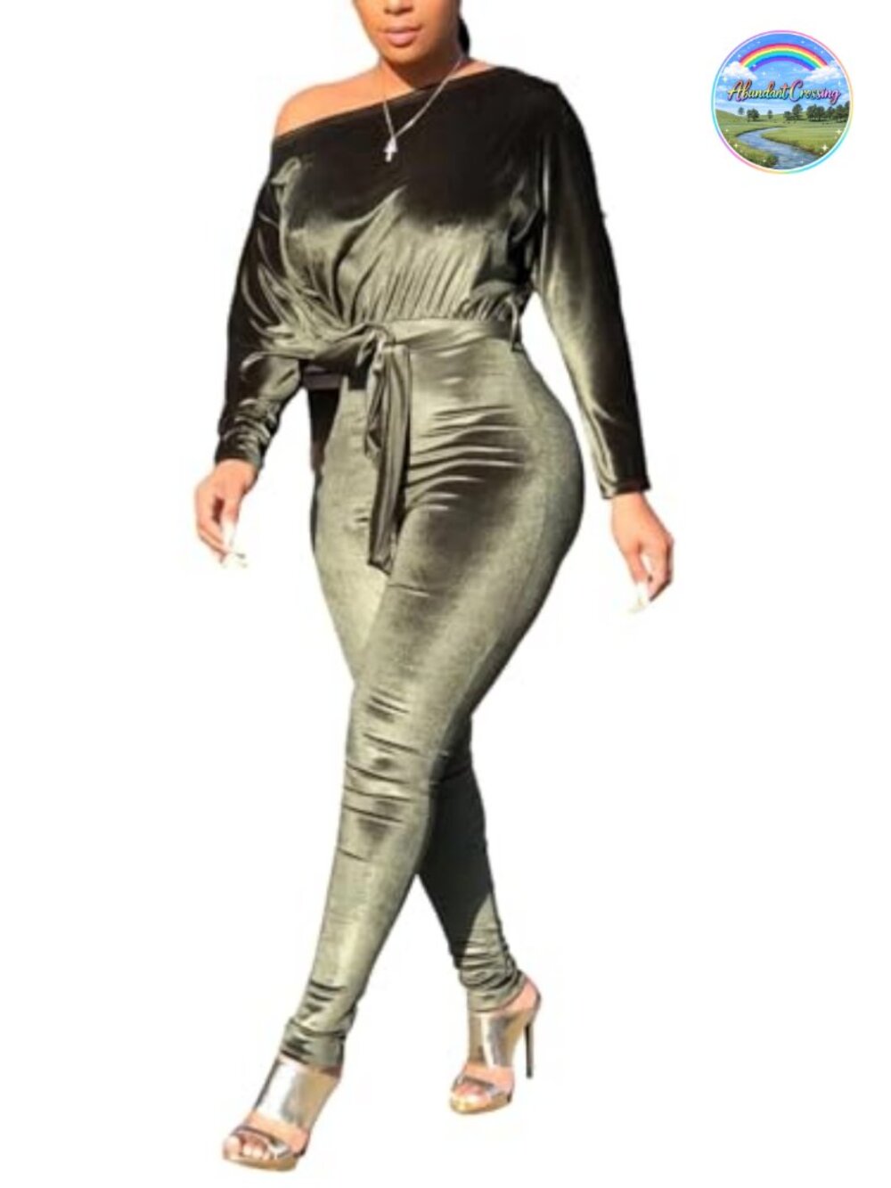 Off Shoulder Velvet Jumpsuit Bodycon Long Sleeve